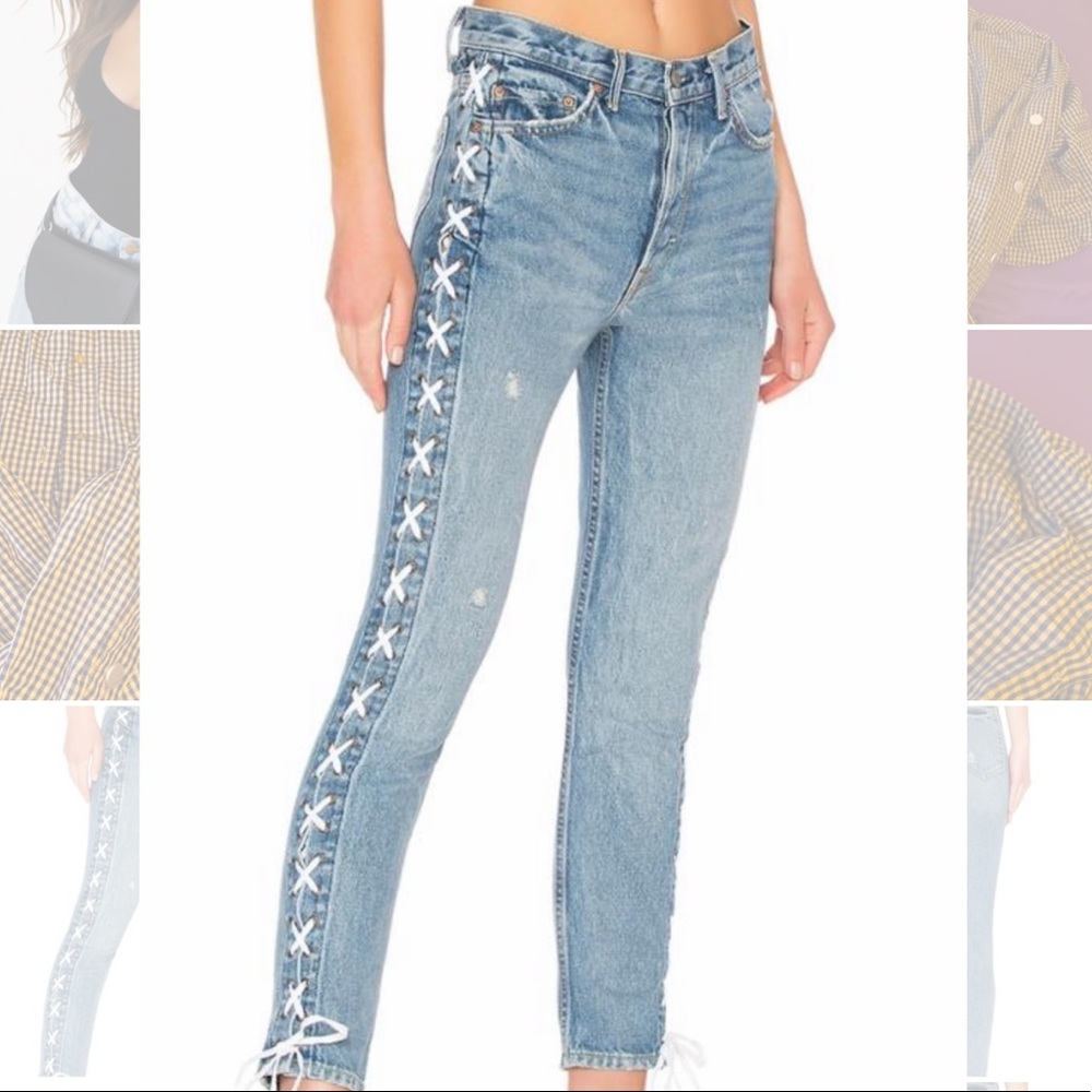 Brand New GRLFRND Karolina Lace Up Jeans.